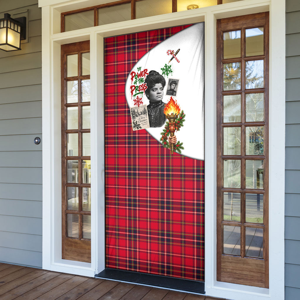 Ida B. Wells Power Of The Press Christmas Door Cover Vintage Plaid Red Torch Holiday