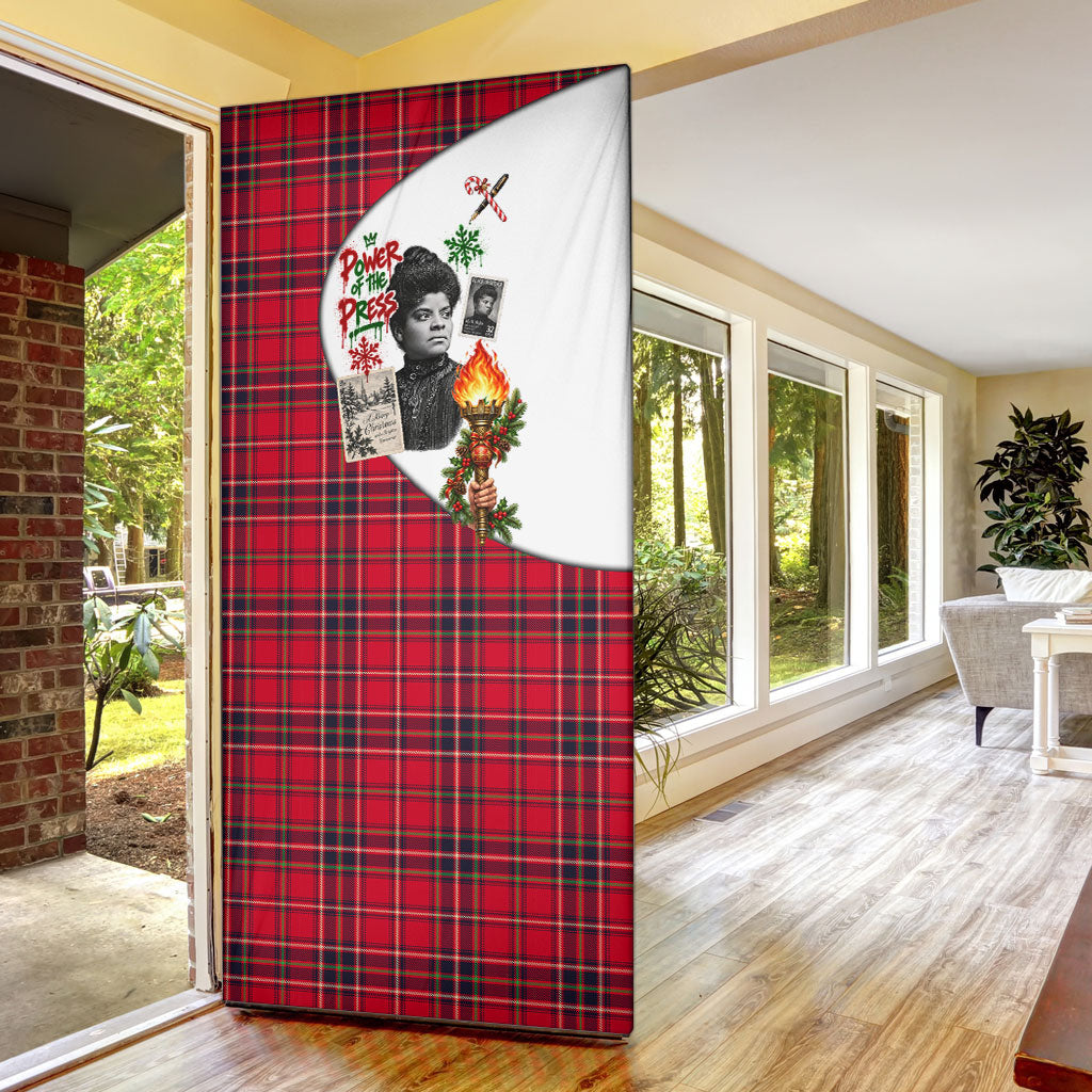 Ida B. Wells Power Of The Press Christmas Door Cover Vintage Plaid Red Torch Holiday