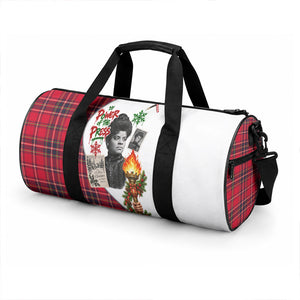 Ida B. Wells Power Of The Press Christmas Duffle Bag Vintage Plaid Red Torch Holiday