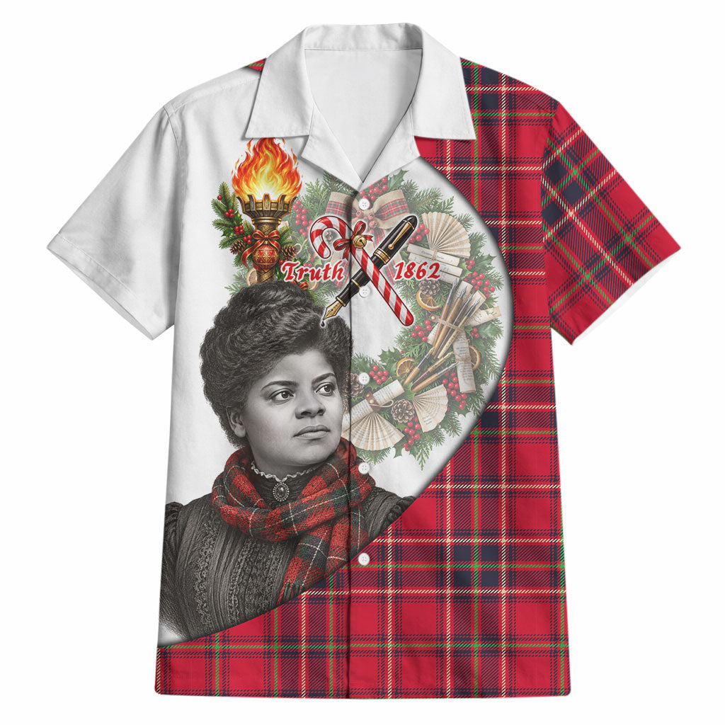 Ida B. Wells Power Of The Press Christmas Hawaiian Shirt Vintage Plaid Red Torch Holiday