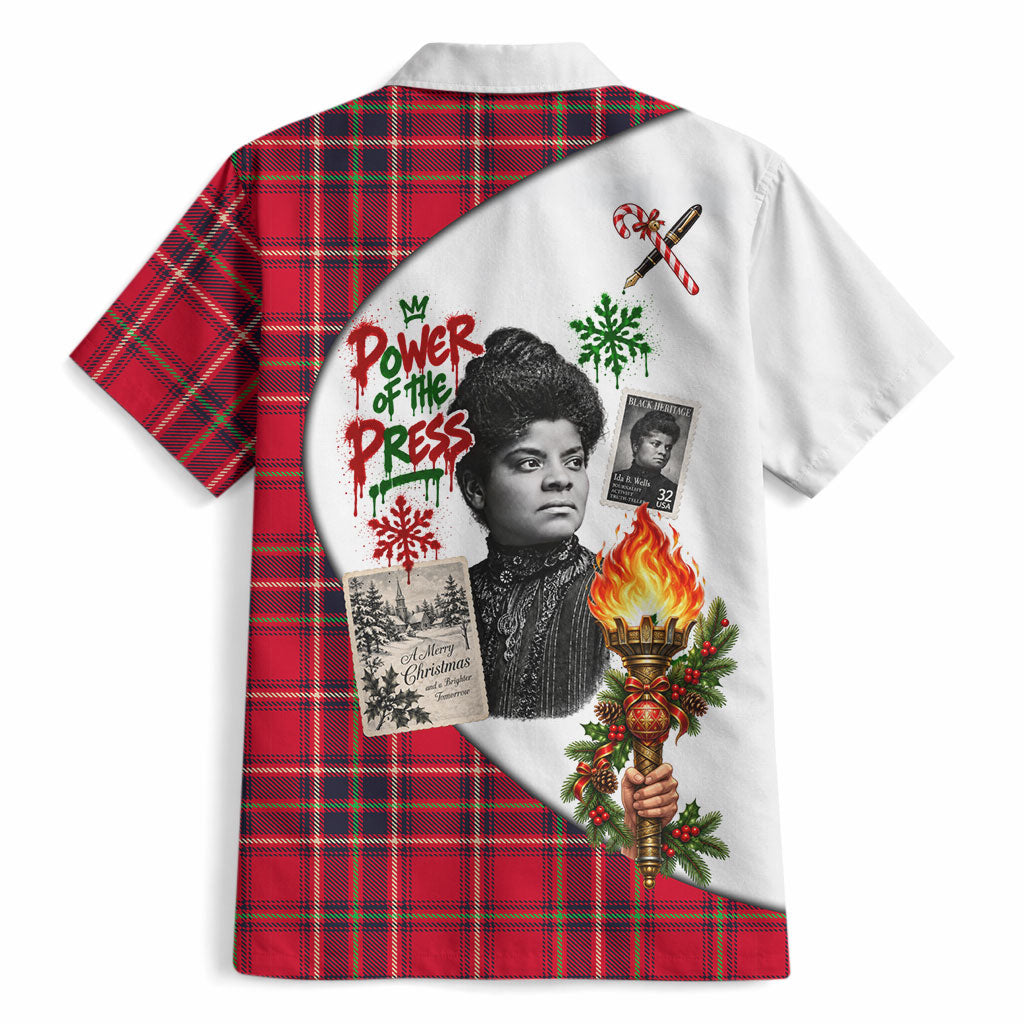 Ida B. Wells Power Of The Press Christmas Hawaiian Shirt Vintage Plaid Red Torch Holiday