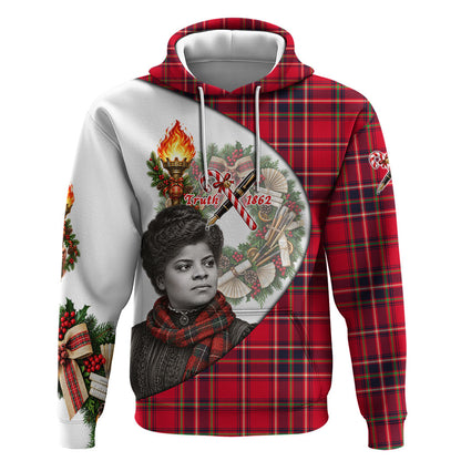 Ida B. Wells Power Of The Press Christmas Hoodie Vintage Plaid Red Torch Holiday