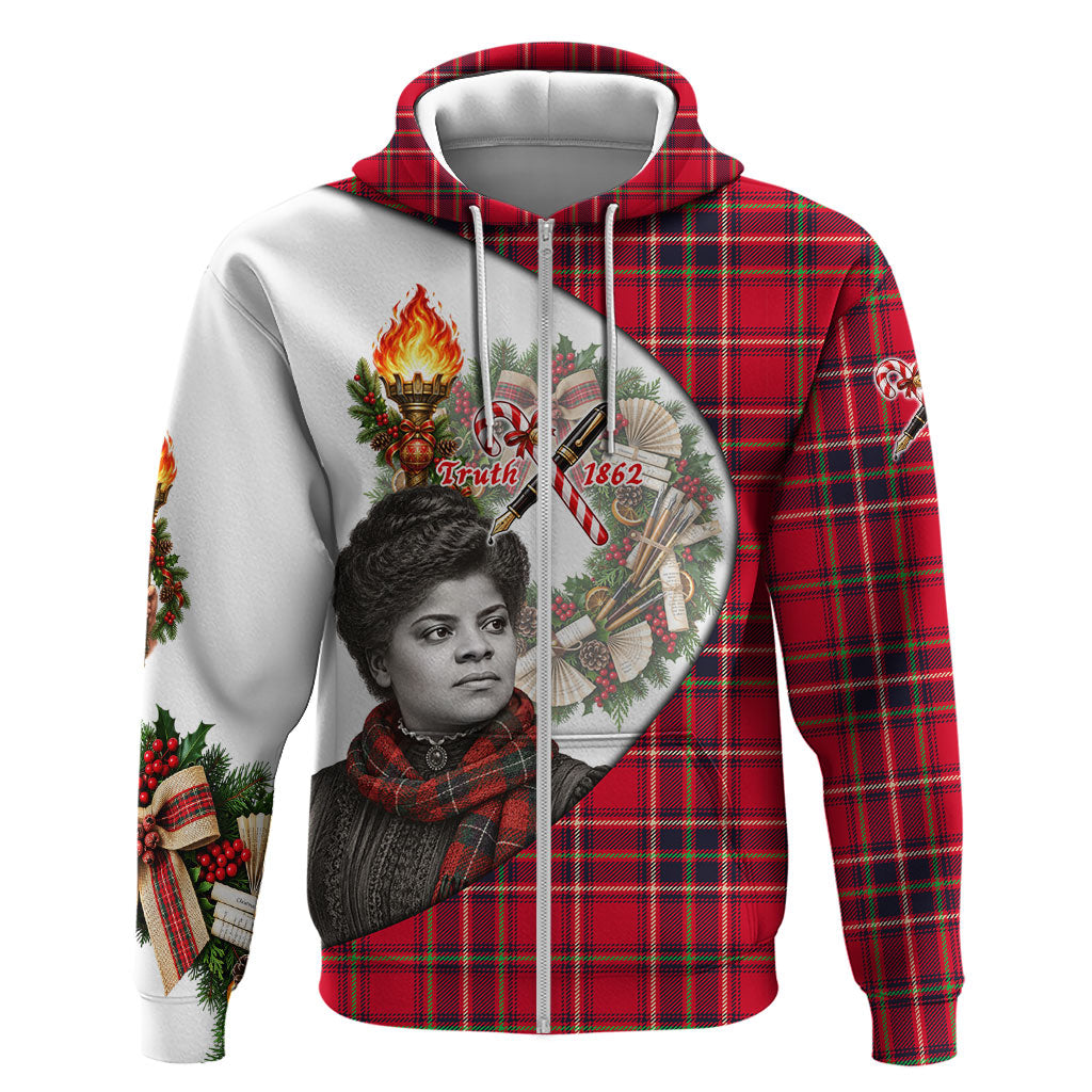 Ida B. Wells Power Of The Press Christmas Hoodie Vintage Plaid Red Torch Holiday