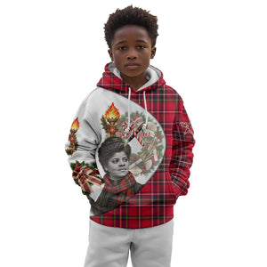 Ida B. Wells Power Of The Press Christmas Kid Hoodie Vintage Plaid Red Torch Holiday