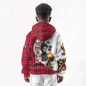 Ida B. Wells Power Of The Press Christmas Kid Hoodie Vintage Plaid Red Torch Holiday