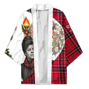 Ida B. Wells Power Of The Press Christmas Kimono Vintage Plaid Red Torch Holiday
