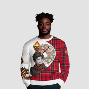 Ida B. Wells Power Of The Press Christmas Ugly Christmas Sweater Vintage Plaid Red Torch Holiday