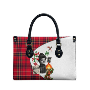 Ida B. Wells Power Of The Press Christmas Leather Bag Vintage Plaid Red Torch Holiday