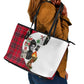 Ida B. Wells Power Of The Press Christmas Leather Tote Bag Vintage Plaid Red Torch Holiday