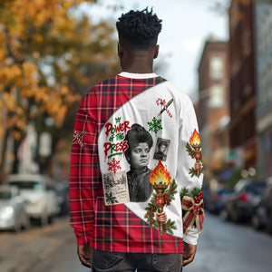 Ida B. Wells Power Of The Press Christmas Long Sleeve Shirt Vintage Plaid Red Torch Holiday