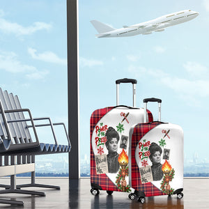 Ida B. Wells Power Of The Press Christmas Luggage Cover Vintage Plaid Red Torch Holiday
