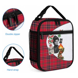 Ida B. Wells Power Of The Press Christmas Lunch Bag Vintage Plaid Red Torch Holiday