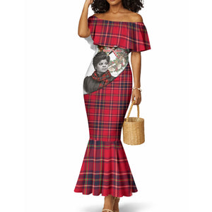Ida B. Wells Power Of The Press Christmas Mermaid Dress Vintage Plaid Red Torch Holiday