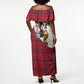 Ida B. Wells Power Of The Press Christmas Off Shoulder Maxi Dress Vintage Plaid Red Torch Holiday