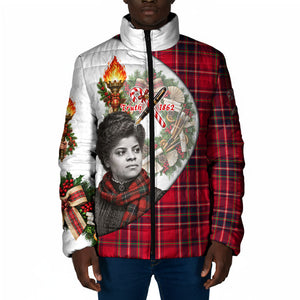 Ida B. Wells Power Of The Press Christmas Padded Jacket Vintage Plaid Red Torch Holiday