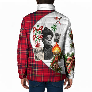 Ida B. Wells Power Of The Press Christmas Padded Jacket Vintage Plaid Red Torch Holiday