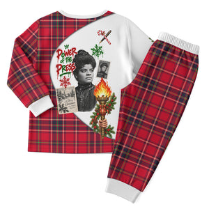 Ida B. Wells Power Of The Press Christmas Pajama Set Vintage Plaid Red Torch Holiday