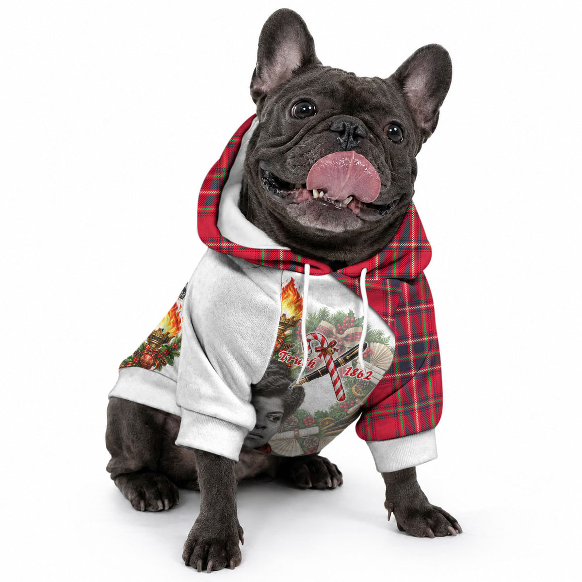 Ida B. Wells Power Of The Press Christmas Pet Hoodie Vintage Plaid Red Torch Holiday