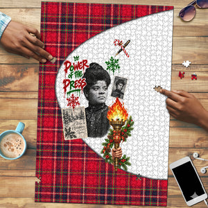 Ida B. Wells Power Of The Press Christmas Puzzle Vintage Plaid Red Torch Holiday