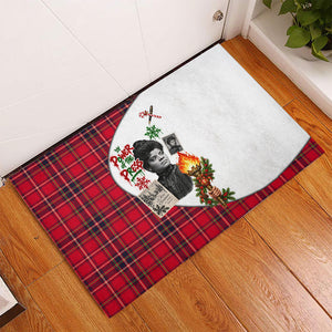 Ida B. Wells Power Of The Press Christmas Rubber Doormat Vintage Plaid Red Torch Holiday