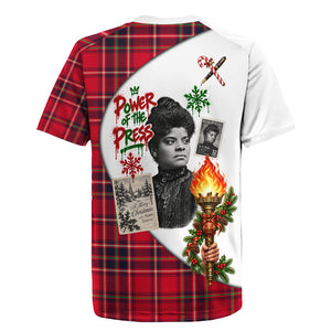 Ida B. Wells Power Of The Press Christmas Rugby Jersey Vintage Plaid Red Torch Holiday