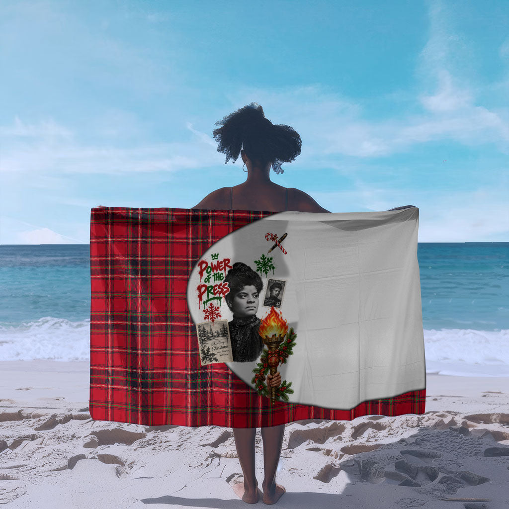 Ida B. Wells Power Of The Press Christmas Sarong Vintage Plaid Red Torch Holiday