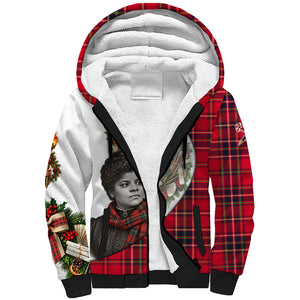 Ida B. Wells Power Of The Press Christmas Sherpa Hoodie Vintage Plaid Red Torch Holiday