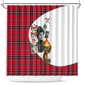 Ida B. Wells Power Of The Press Christmas Shower Curtain Vintage Plaid Red Torch Holiday