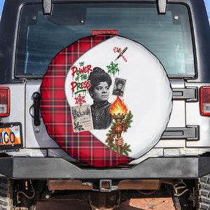 Ida B. Wells Power Of The Press Christmas Spare Tire Cover Vintage Plaid Red Torch Holiday