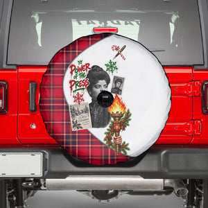Ida B. Wells Power Of The Press Christmas Spare Tire Cover Vintage Plaid Red Torch Holiday