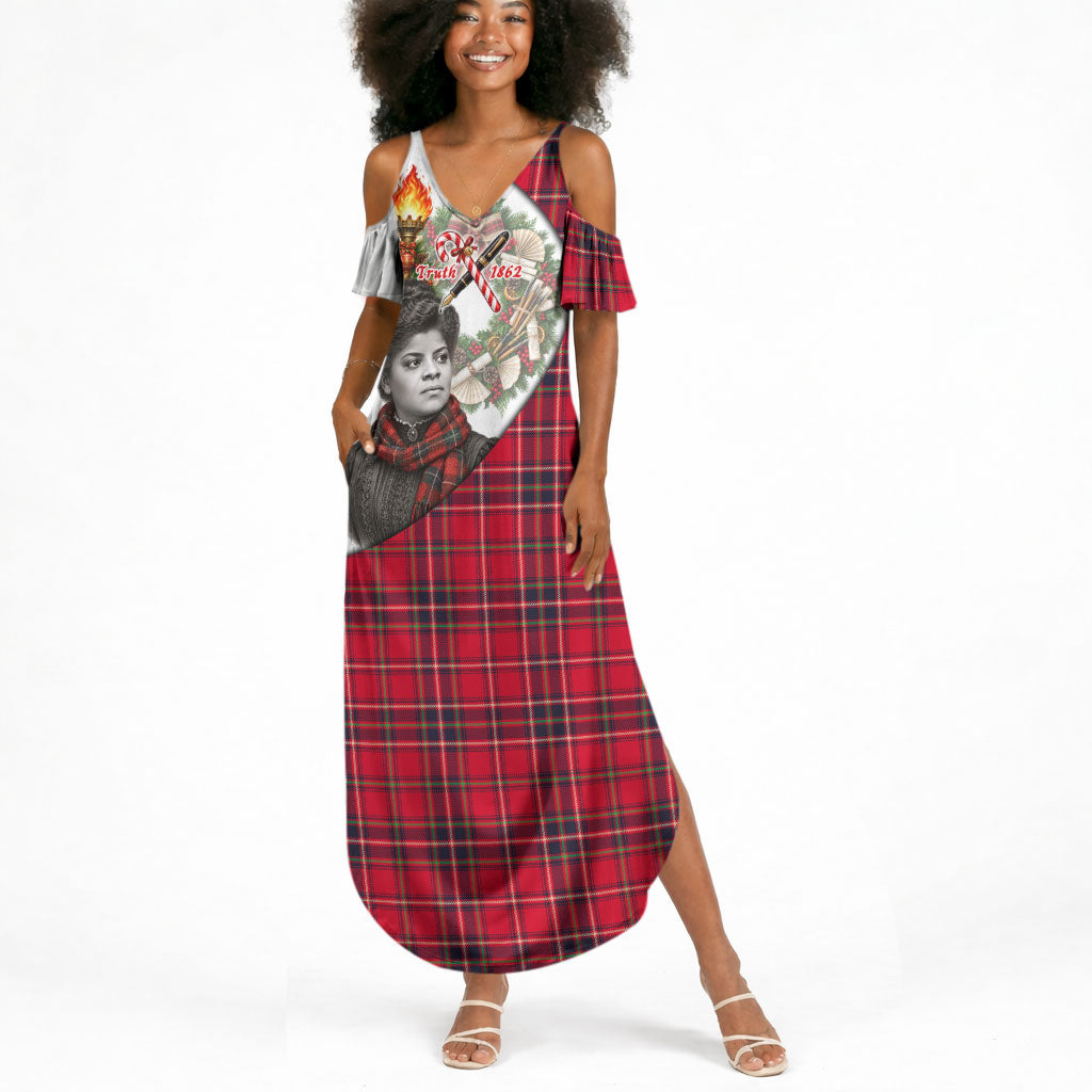 Ida B. Wells Power Of The Press Christmas Summer Maxi Dress Vintage Plaid Red Torch Holiday