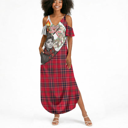 Ida B. Wells Power Of The Press Christmas Summer Maxi Dress Vintage Plaid Red Torch Holiday