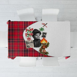 Ida B. Wells Power Of The Press Christmas Tablecloth Vintage Plaid Red Torch Holiday