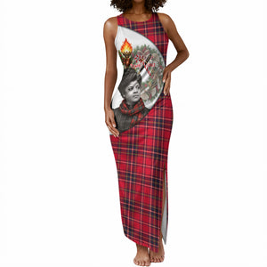 Ida B. Wells Power Of The Press Christmas Tank Maxi Dress Vintage Plaid Red Torch Holiday