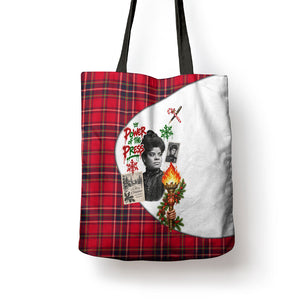Ida B. Wells Power Of The Press Christmas Tote Bag Vintage Plaid Red Torch Holiday
