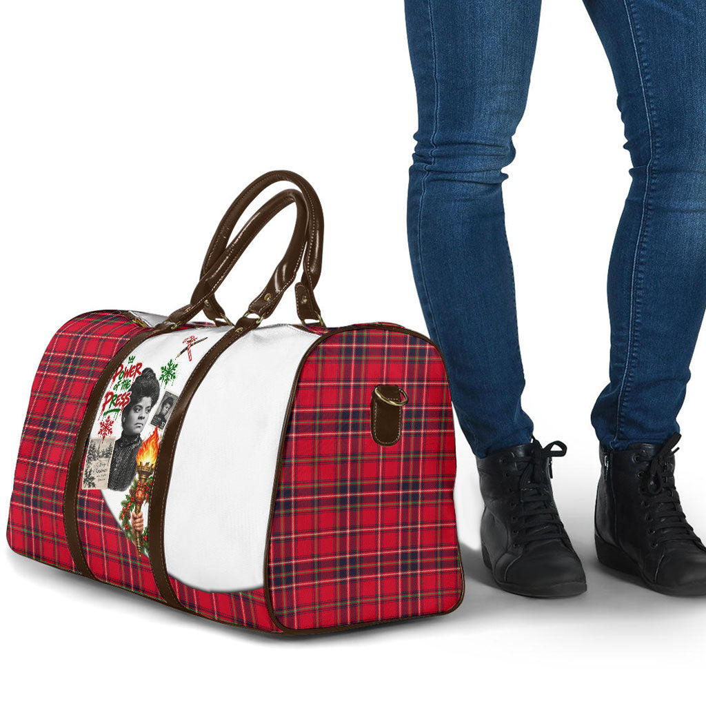 Ida B. Wells Power Of The Press Christmas Travel Bag Vintage Plaid Red Torch Holiday