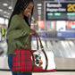 Ida B. Wells Power Of The Press Christmas Travel Bag Vintage Plaid Red Torch Holiday