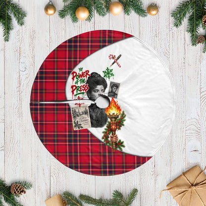 Ida B. Wells Power Of The Press Christmas Tree Skirt Vintage Plaid Red Torch Holiday