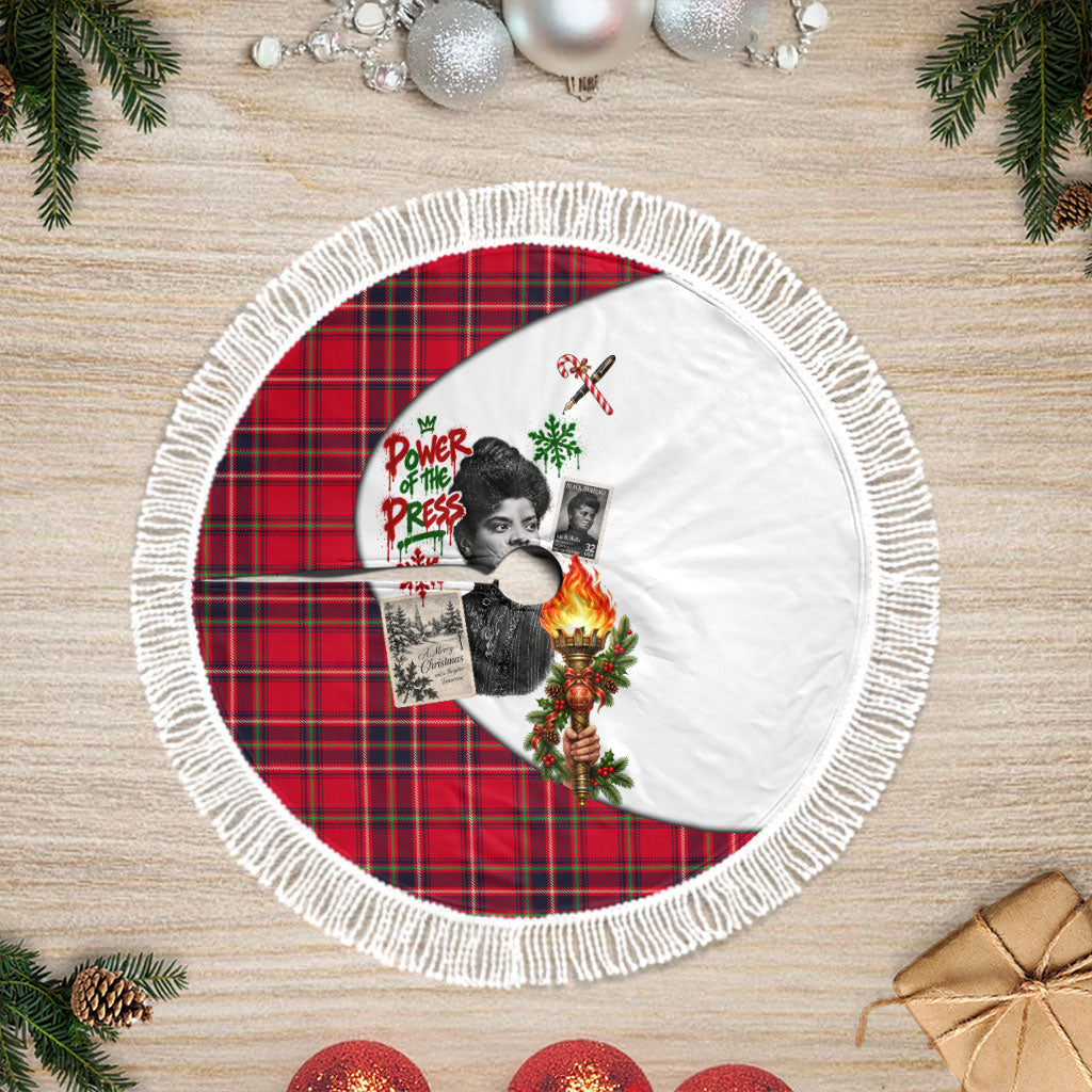 Ida B. Wells Power Of The Press Christmas Tree Skirt Vintage Plaid Red Torch Holiday