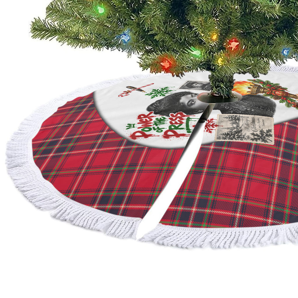 Ida B. Wells Power Of The Press Christmas Tree Skirt Vintage Plaid Red Torch Holiday