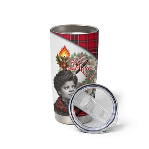 Ida B. Wells Power Of The Press Christmas Tumbler Cup Vintage Plaid Red Torch Holiday