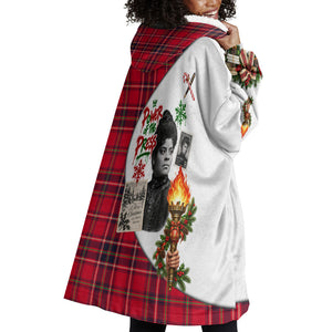Ida B. Wells Power Of The Press Christmas Wearable Blanket Hoodie Vintage Plaid Red Torch Holiday