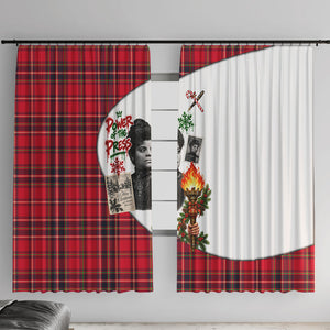 Ida B. Wells Power Of The Press Christmas Window Curtain Vintage Plaid Red Torch Holiday