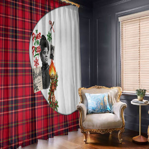 Ida B. Wells Power Of The Press Christmas Window Curtain Vintage Plaid Red Torch Holiday