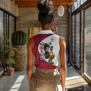 Ida B. Wells Power Of The Press Christmas Women Sleeveless Polo Shirt Vintage Plaid Red Torch Holiday