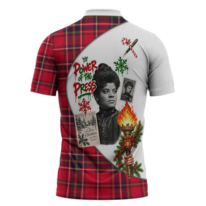Ida B. Wells Power Of The Press Christmas Zipper Polo Shirt Vintage Plaid Red Torch Holiday