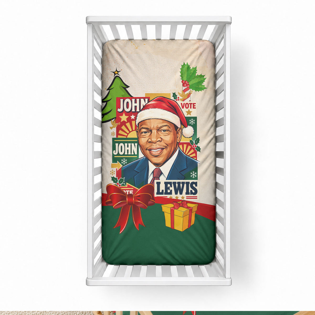 John Lewis Selma 1965 Christmas Baby Bed Cover Civil Rights Courage Hope Peace Festive Holiday Tree