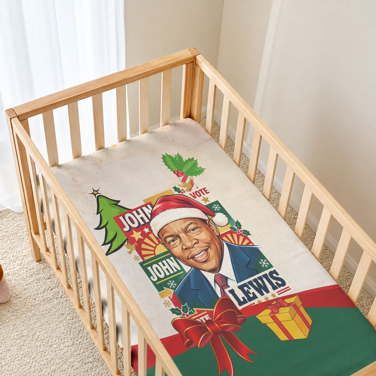 John Lewis Selma 1965 Christmas Baby Bed Cover Civil Rights Courage Hope Peace Festive Holiday Tree