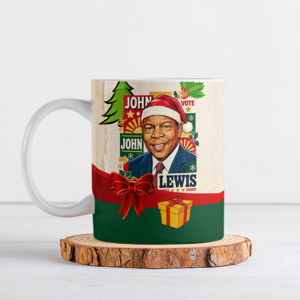 John Lewis Selma 1965 Christmas Ceramic Mug Civil Rights Courage Hope Peace Festive Holiday Tree