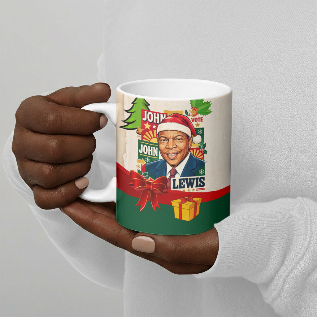 John Lewis Selma 1965 Christmas Ceramic Mug Civil Rights Courage Hope Peace Festive Holiday Tree